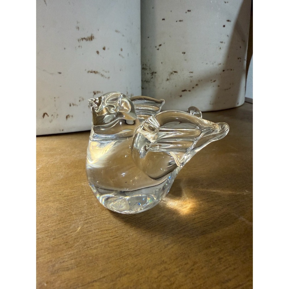 Clear Glass Bird Figurine Sculpture Art Heavy Paperweight Decorative Accent